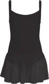 Spaghetti strap leotard, skirt voile sparkle, cotton