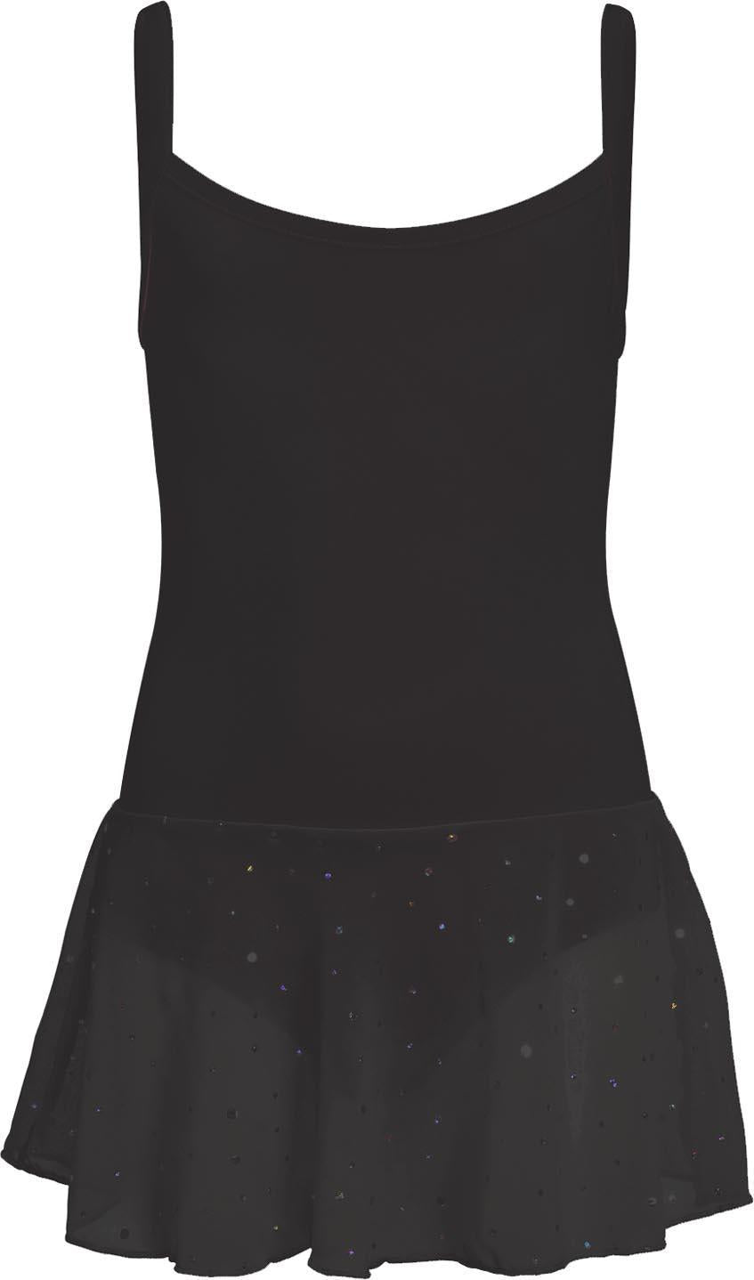 Spaghetti strap leotard, skirt voile sparkle, cotton