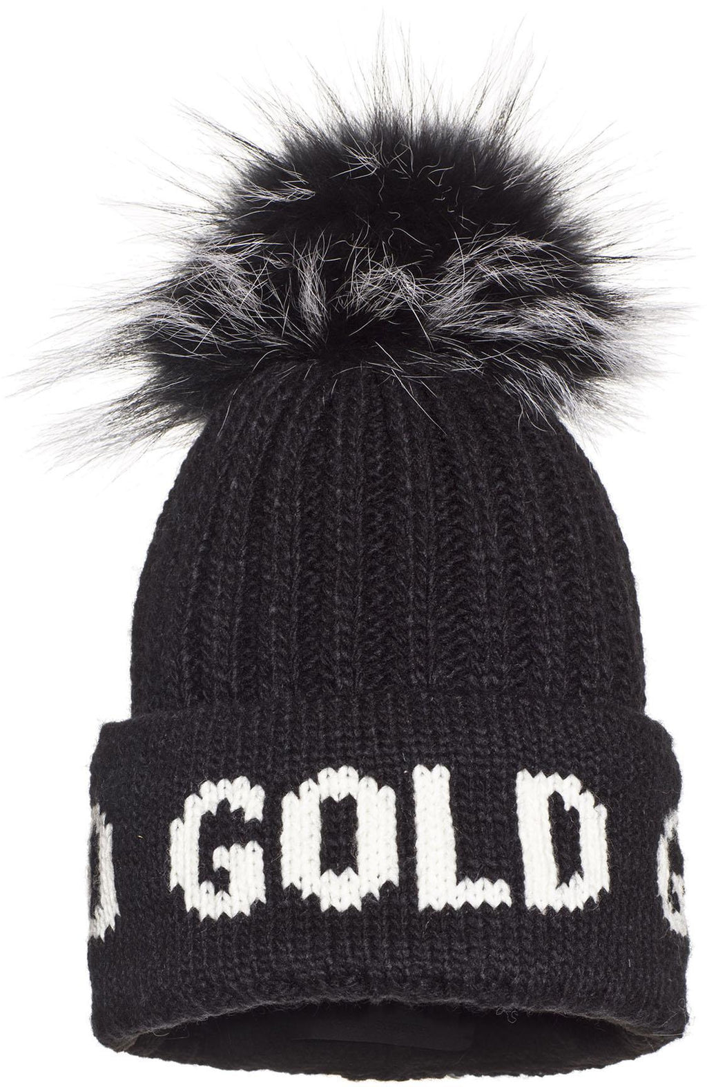 hodd, knitted beanie real raccoon fur