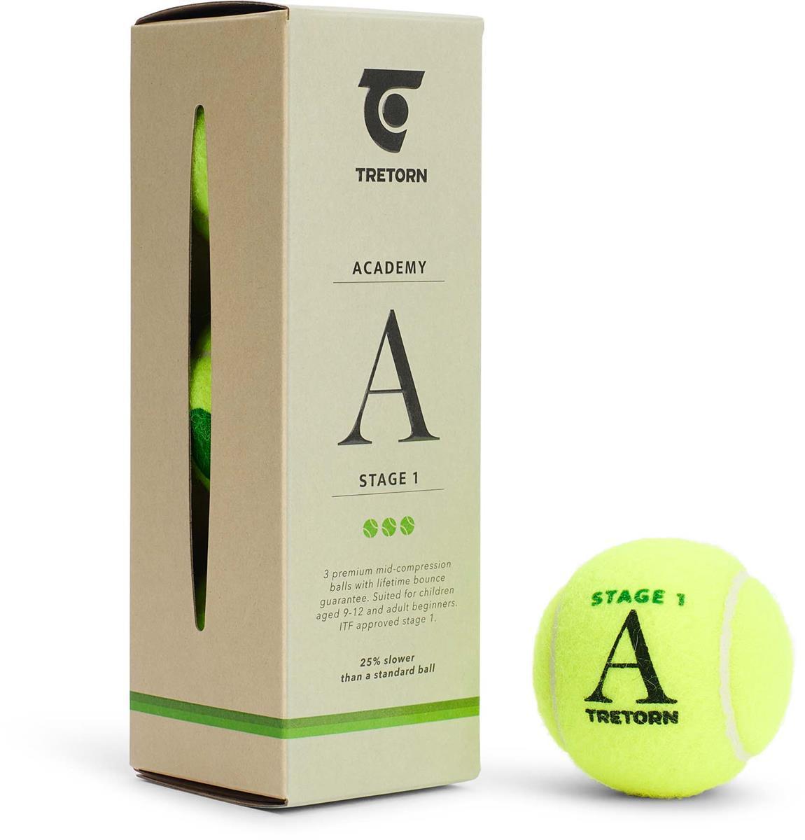 Academy Stage 1 Green 3 Tube Tennisbal