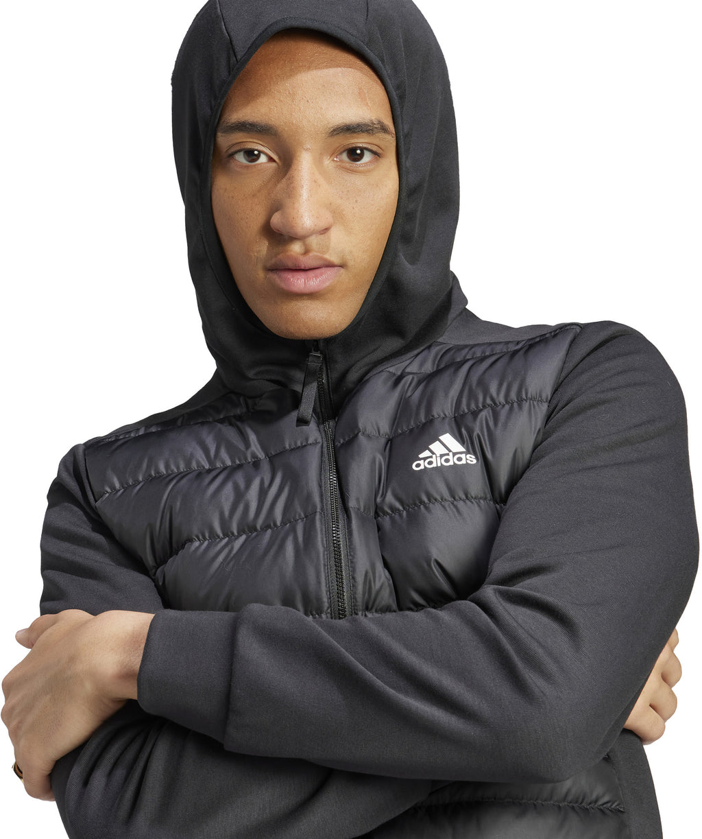Essentials Hybride donsjack met capuchon