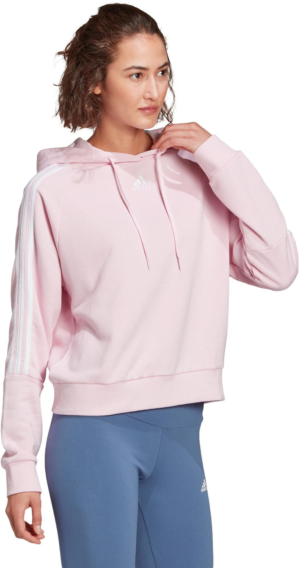 Essentials Loose-Cut 3-Stripes Cropped Hoodie