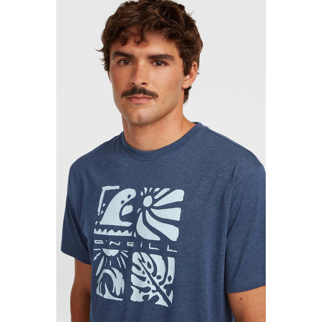 Melange Front Print T-shirt strand