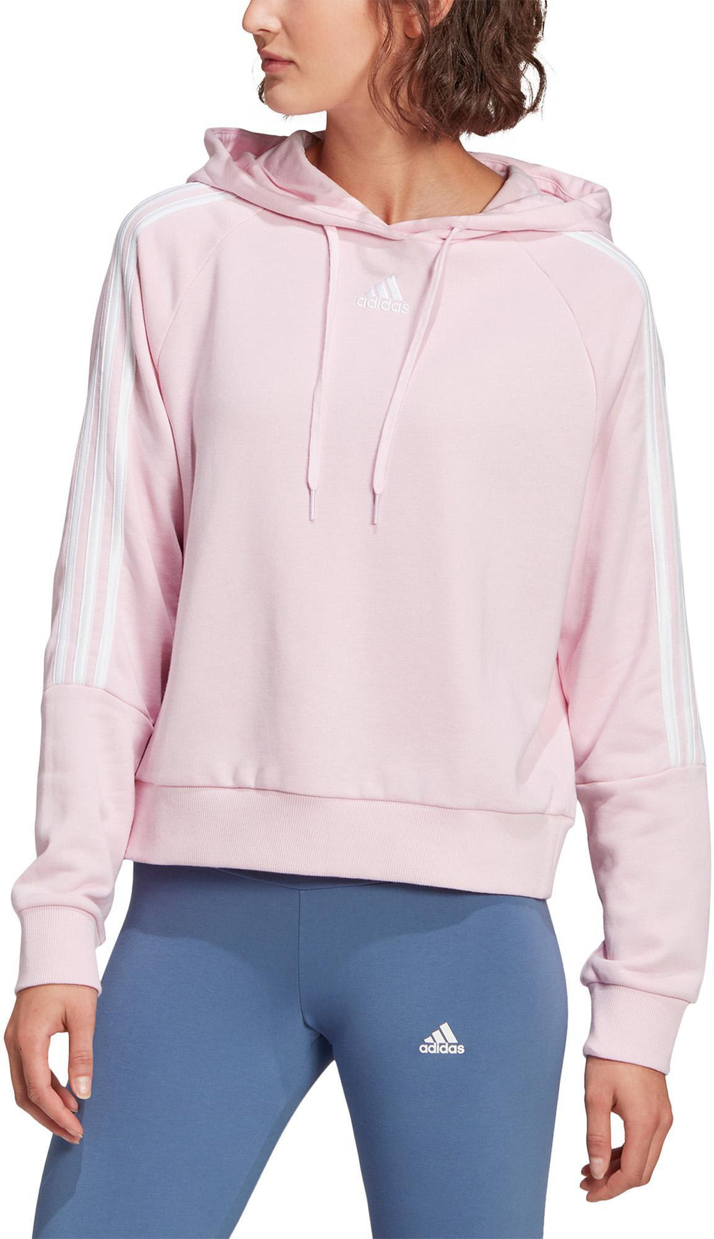 Essentials Loose-Cut 3-Stripes Cropped Hoodie