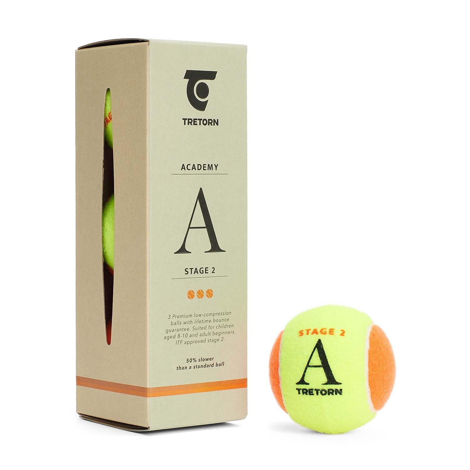 Academy Stage 2 Orange 3 Tube Tennisbal