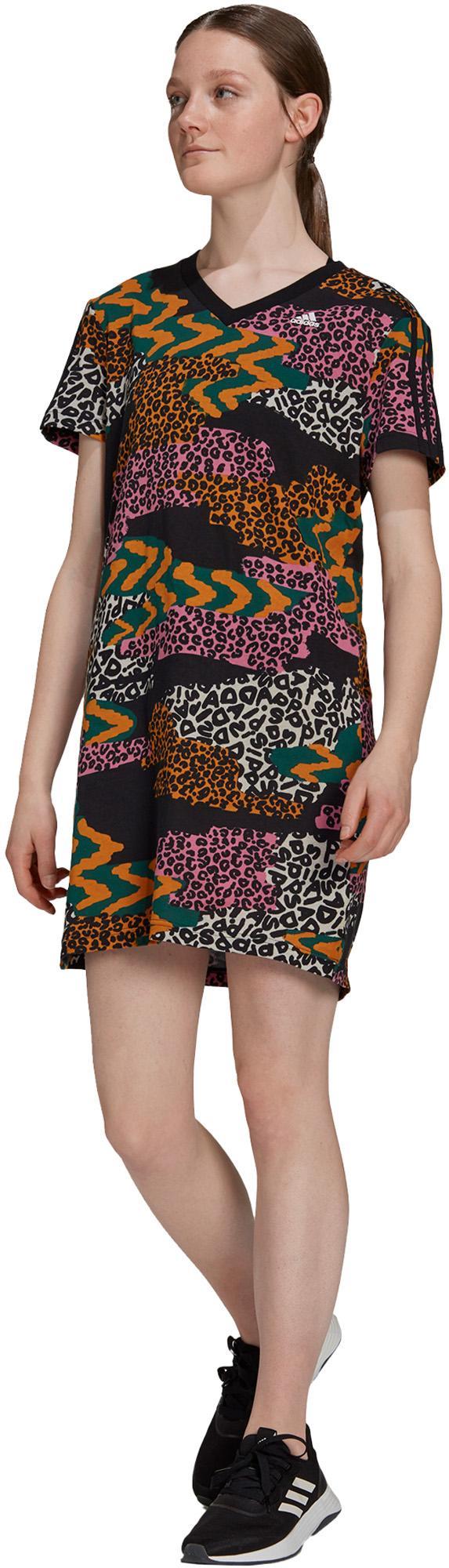 FARM Rio 3-Stripes Print Katoenen V-Hals jurk