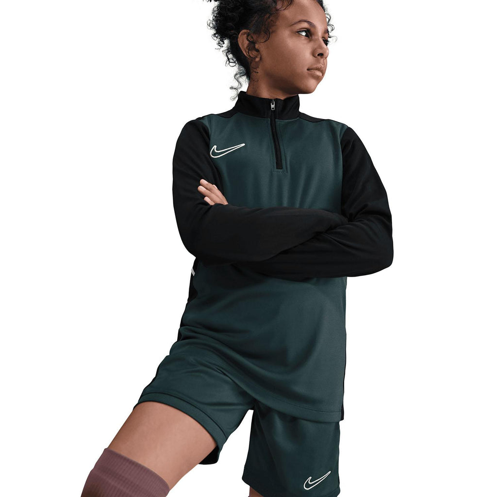 Academy Voetbaltrainingstop met Dri-FIT, lange mouwen en korte rits voor kids