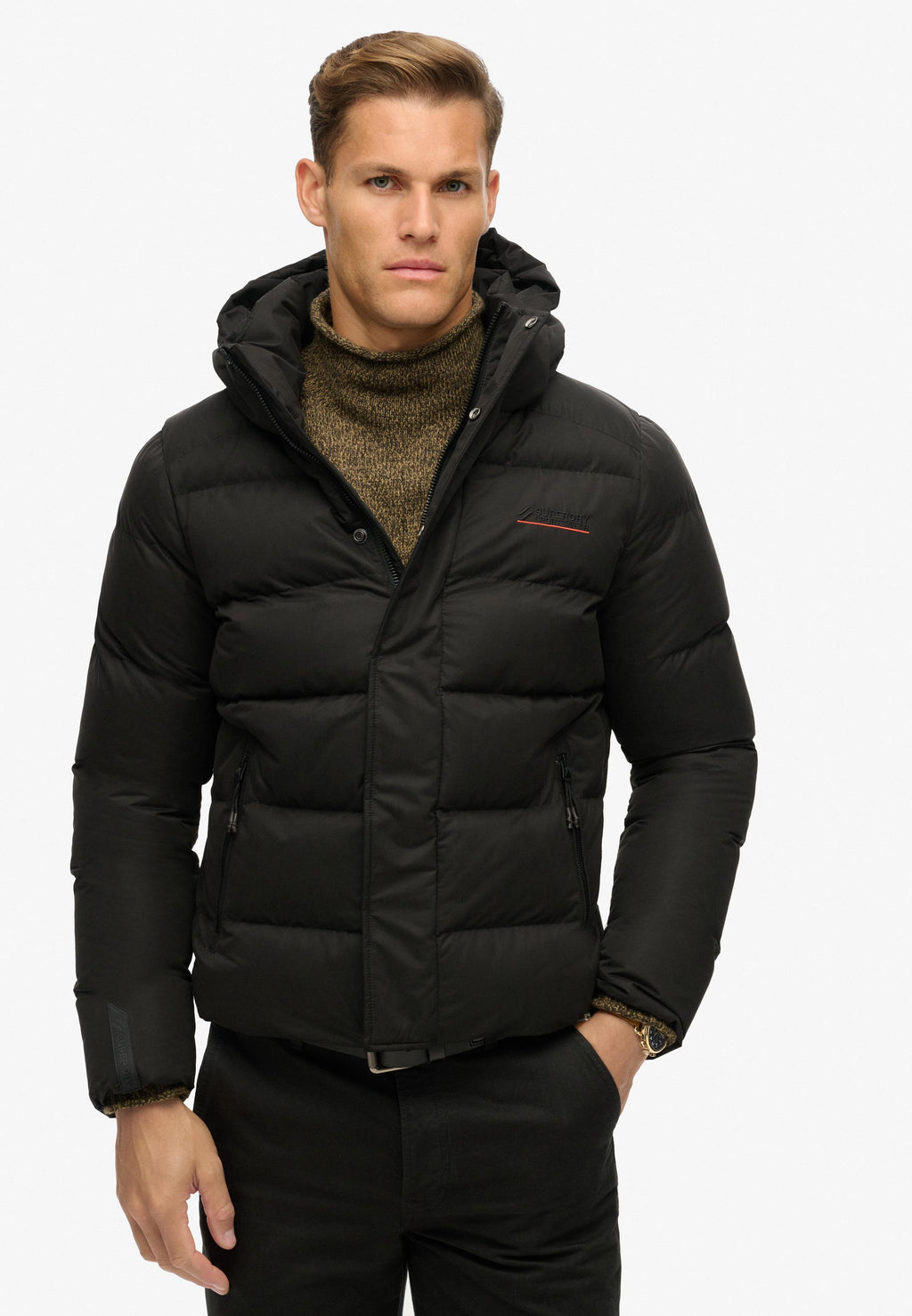 Hooded Microfibre Sports Puffer Jacket