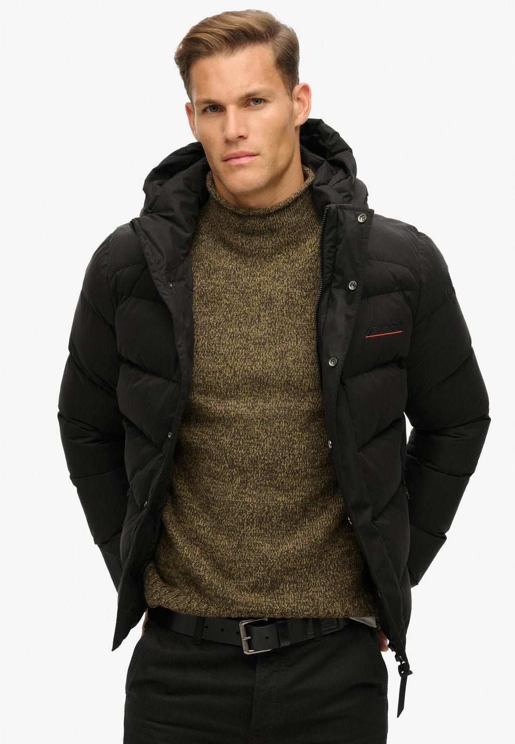 Hooded Microfibre Sports Puffer Jacket