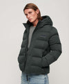 Hooded Microfibre Sports Puffer Jacket