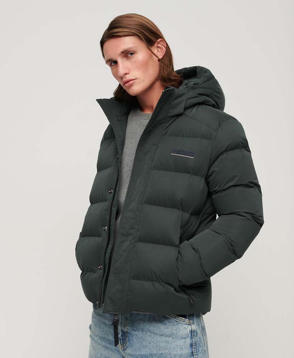 Hooded Microfibre Sports Puffer Jacket