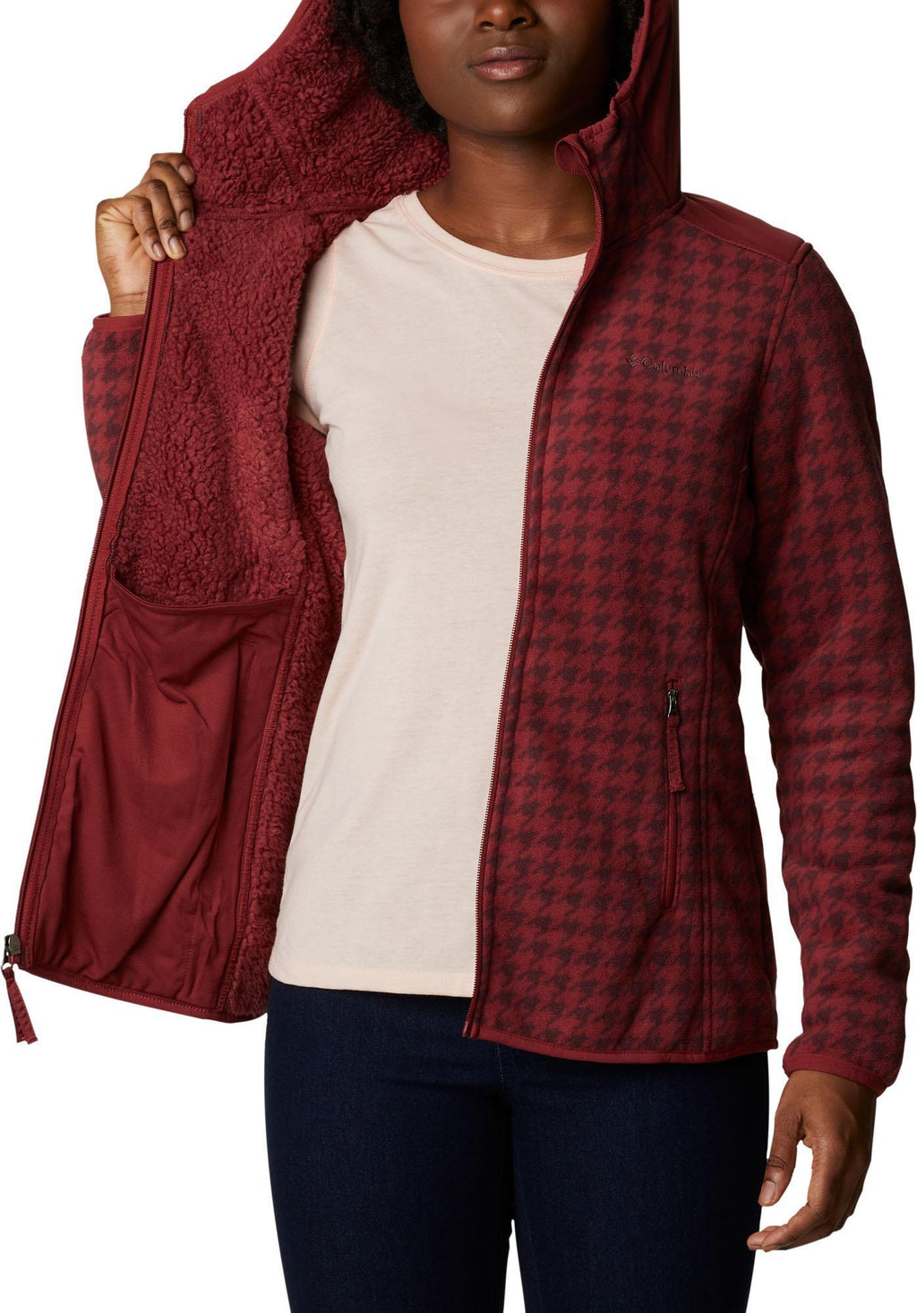 winter pass print fleece full zip