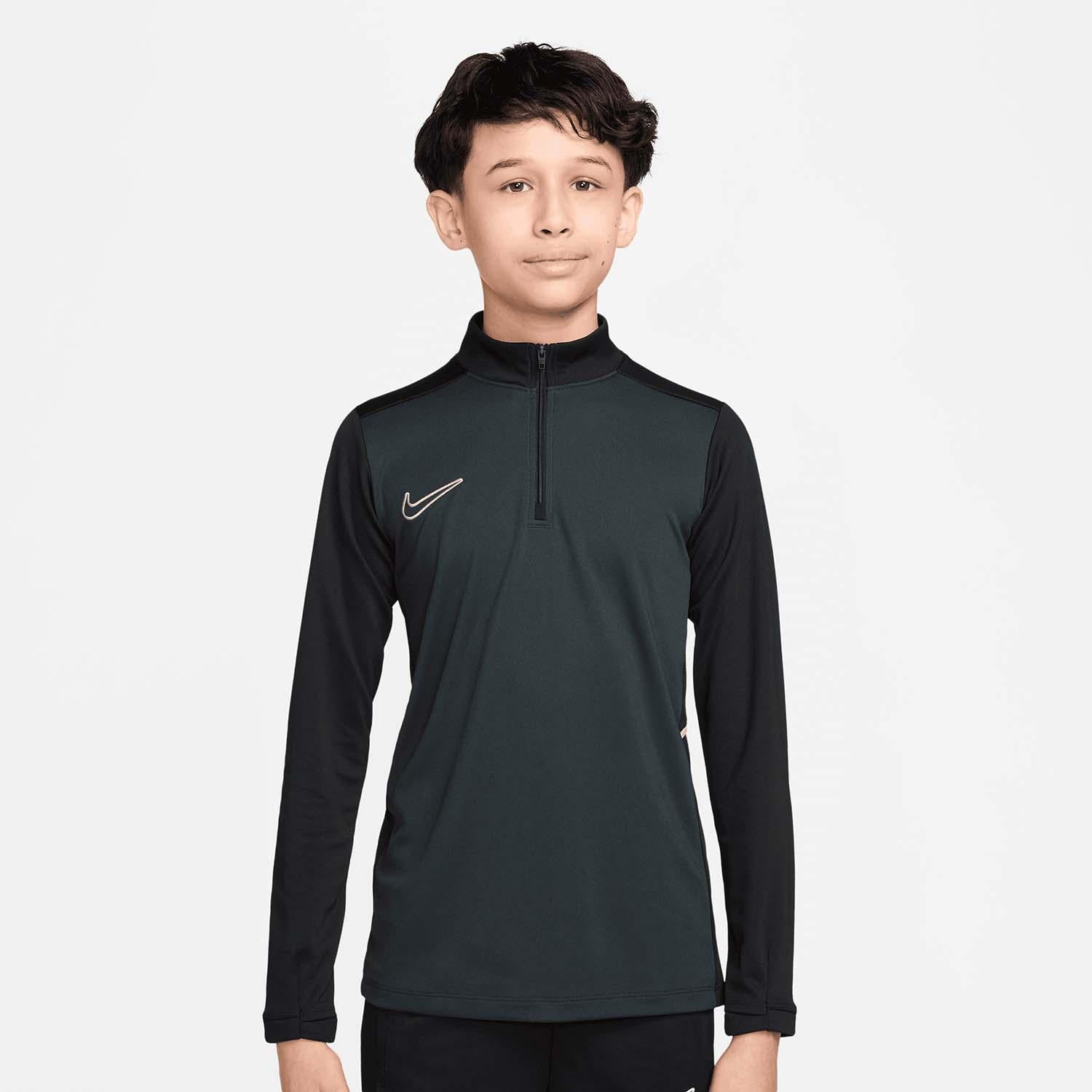 Academy Voetbaltrainingstop met Dri-FIT, lange mouwen en korte rits voor kids
