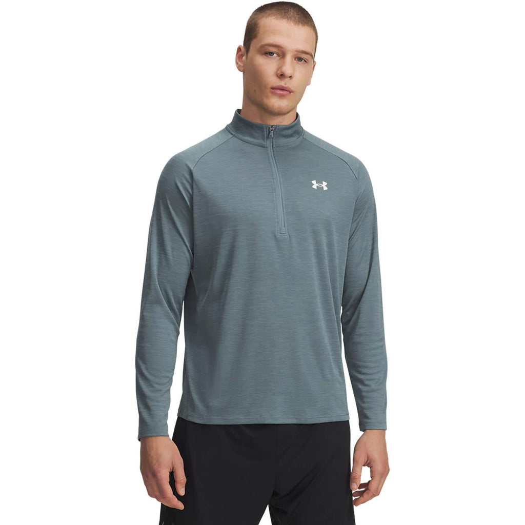 ua tech textured 1/2 zip-blu