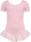 Leotard short sleeves, voile frill sparkle, cotton
