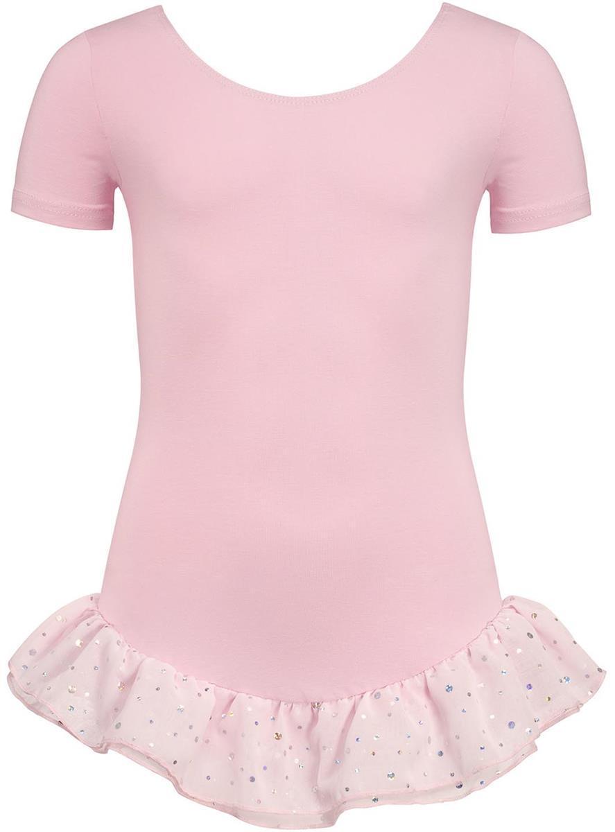 Leotard short sleeves, voile frill sparkle, cotton