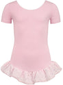 Leotard short sleeves, voile frill sparkle, cotton