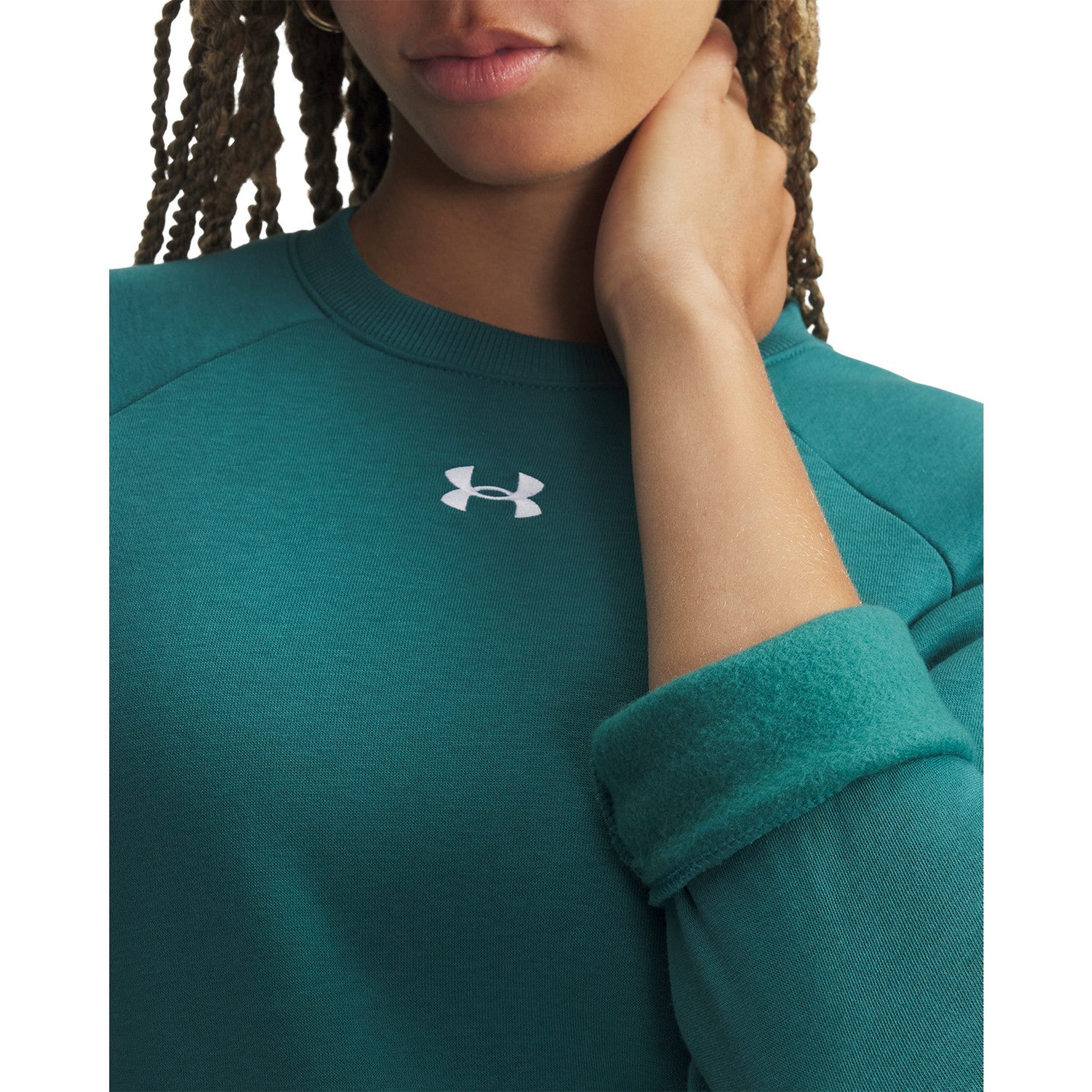 ua rival fleece crew-grn
