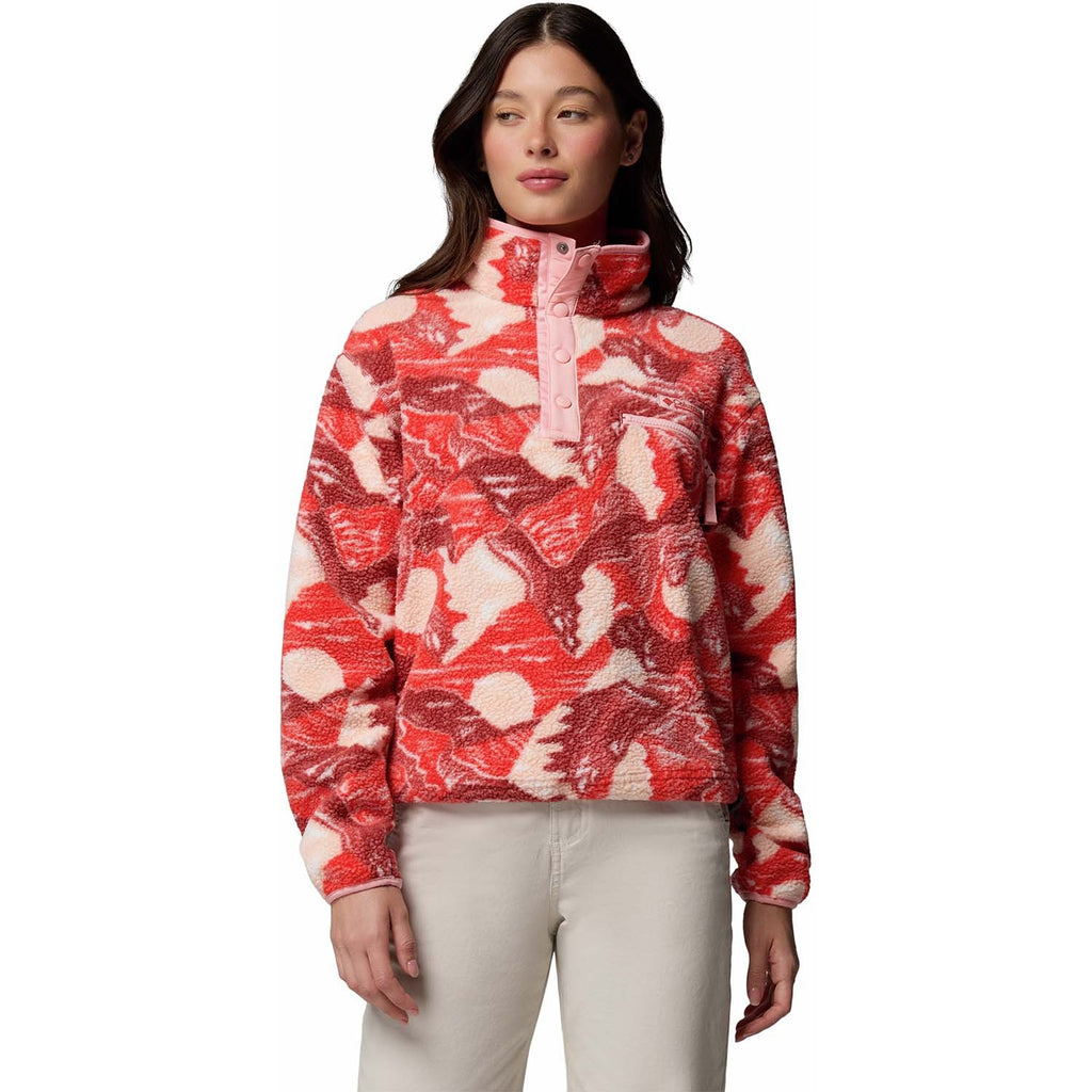 helvetia printed cropped half snap vest