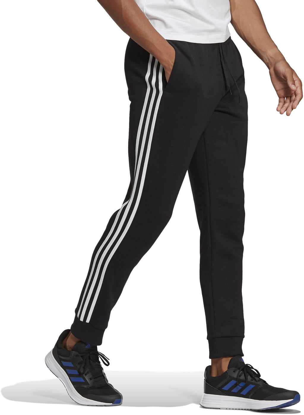 Essentials Fleece Tapered Cuff 3-Stripes broek