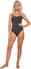 stripey swimsuit