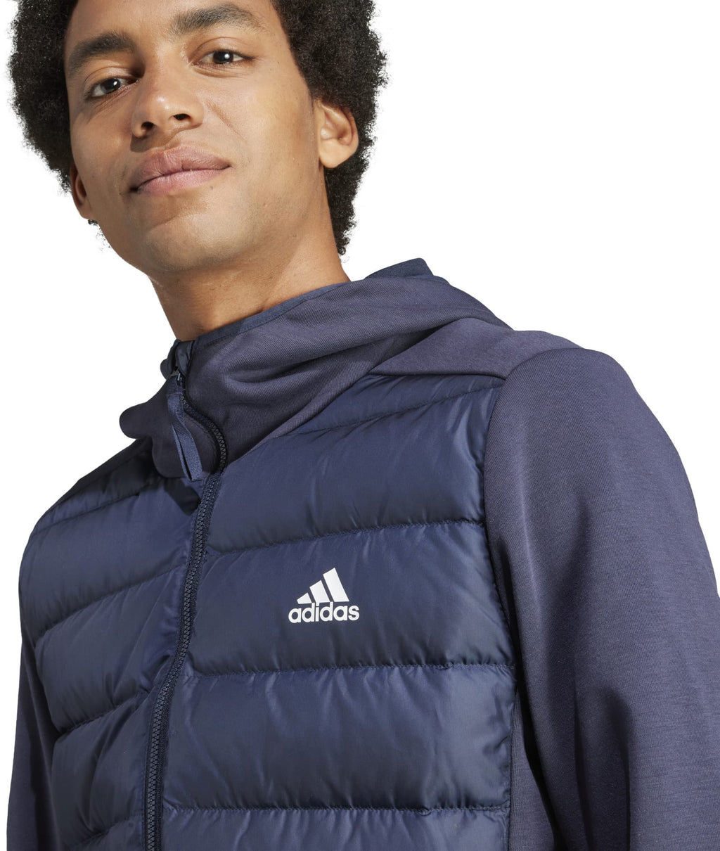 Essentials Hybride donsjack met capuchon