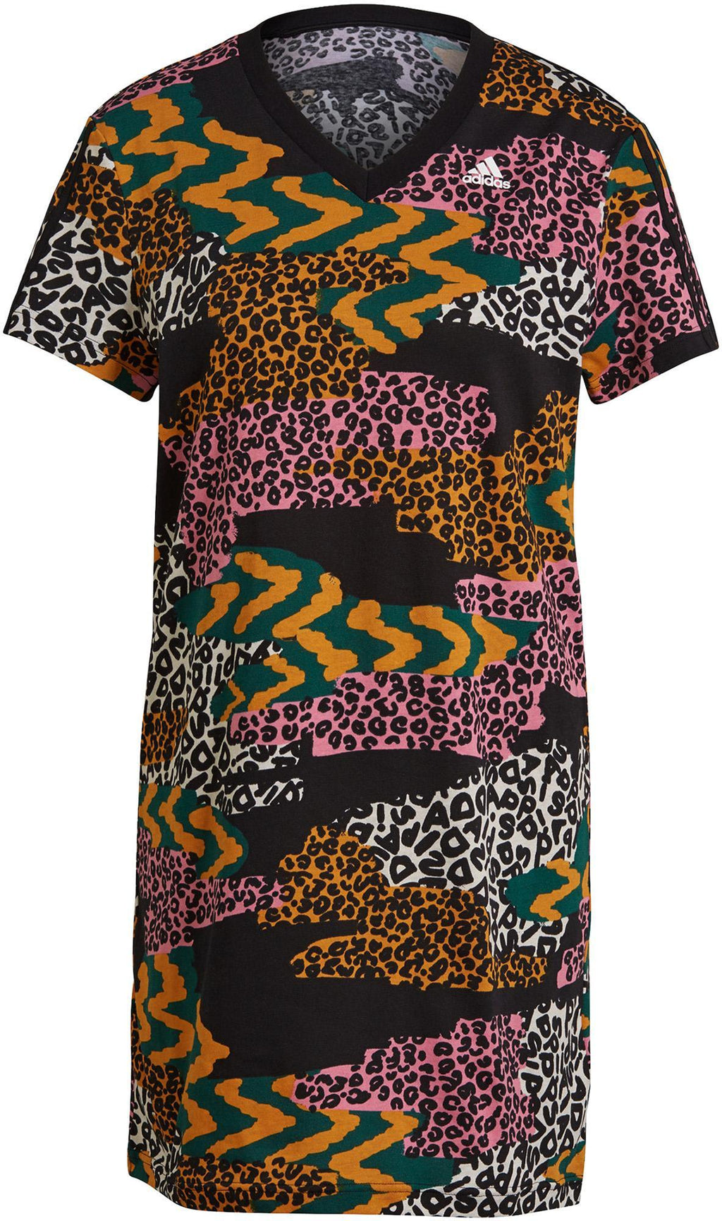 FARM Rio 3-Stripes Print Katoenen V-Hals jurk
