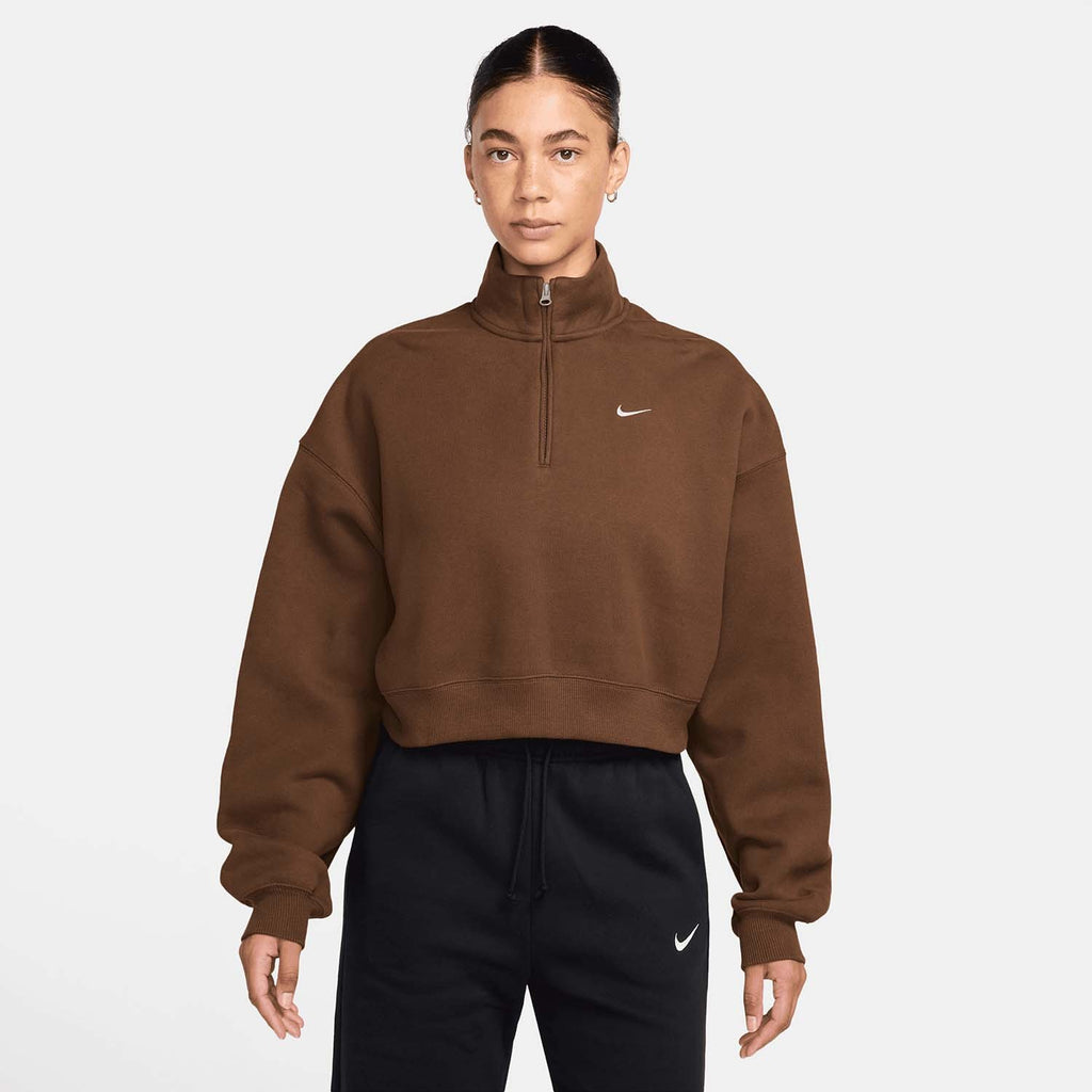 Studio Fleece Oversized 1/4-Zip Cropped Top