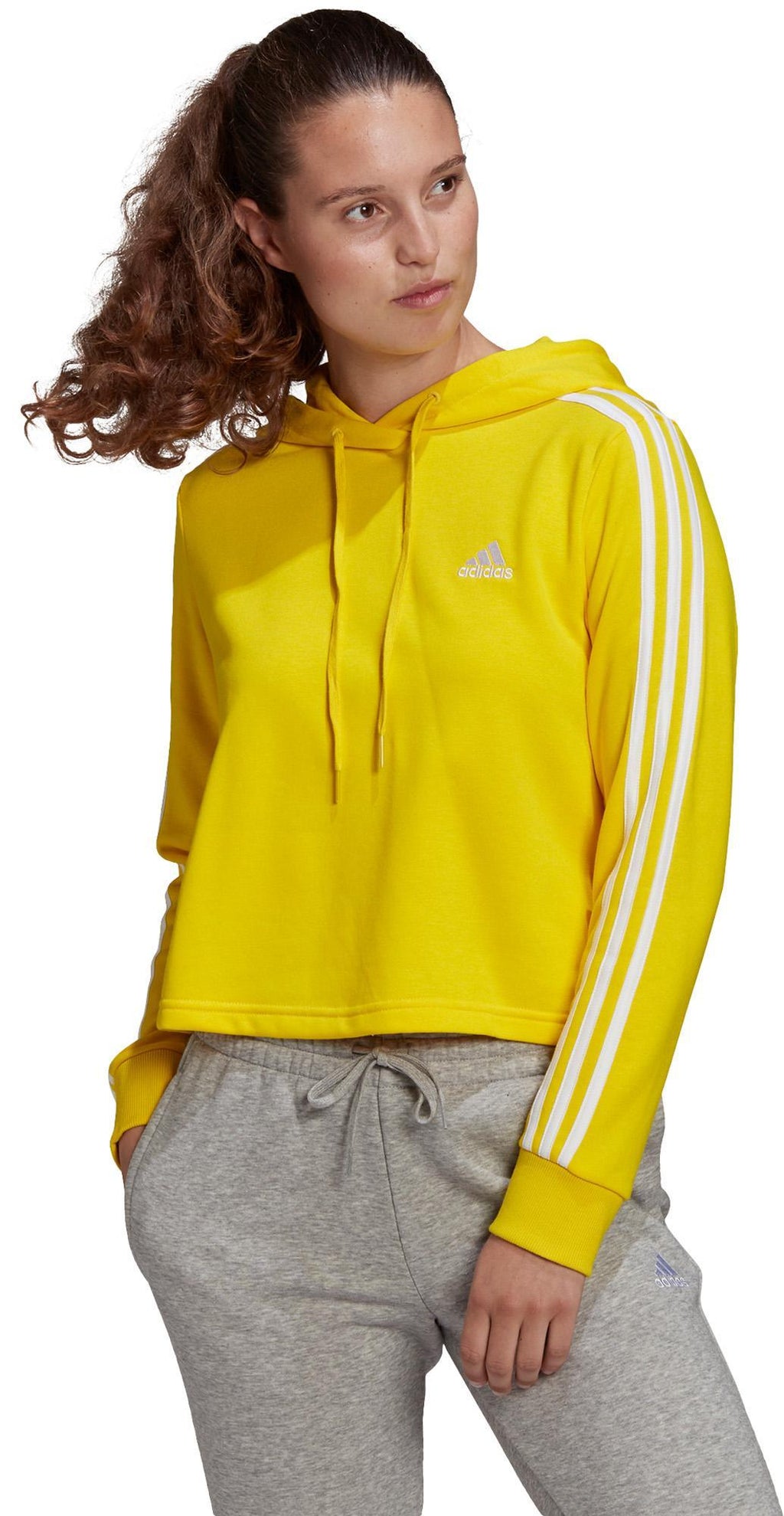 Essentials 3-Stripes Cropped Hoodie