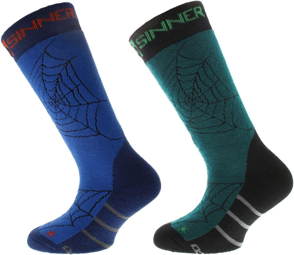 kids boys ski socks spider double p