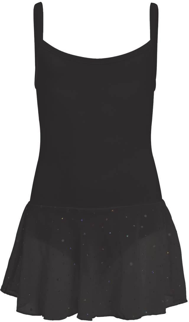 Spaghetti strap leotard, skirt voile sparkle, cotton
