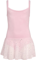 Spaghetti strap leotard, skirt voile sparkle, cotton