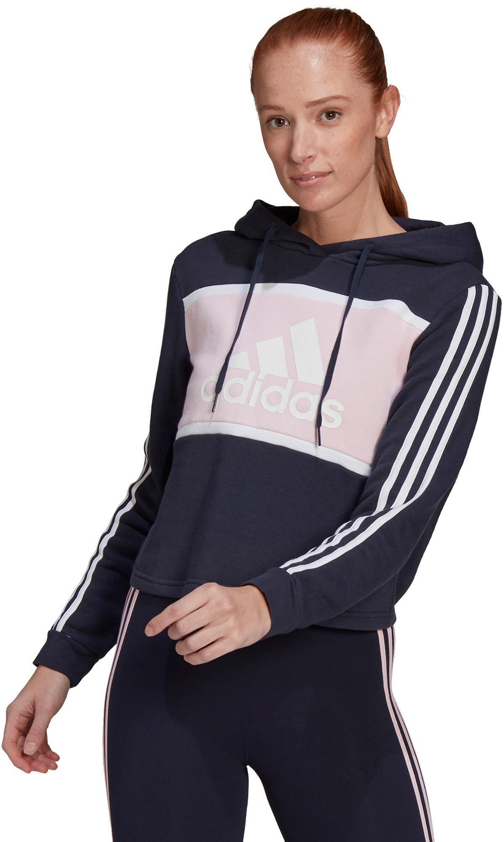 Essentials Logo Colorblock Fleece Cropped Hoodie
