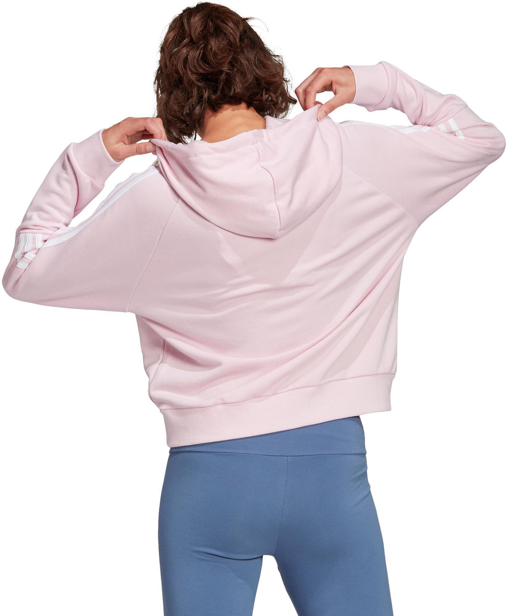Essentials Loose-Cut 3-Stripes Cropped Hoodie