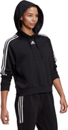 Essentials Loose-Cut 3-Stripes Cropped Hoodie