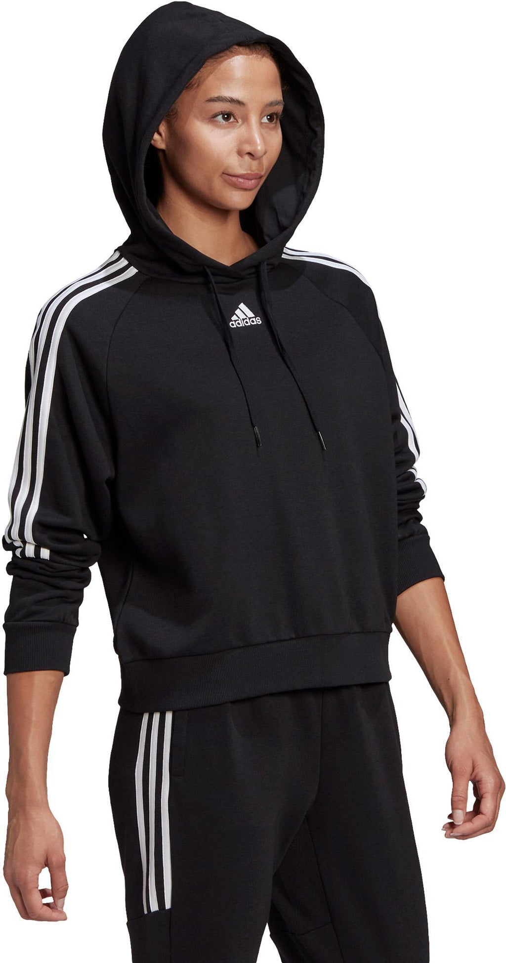 Essentials Loose-Cut 3-Stripes Cropped Hoodie