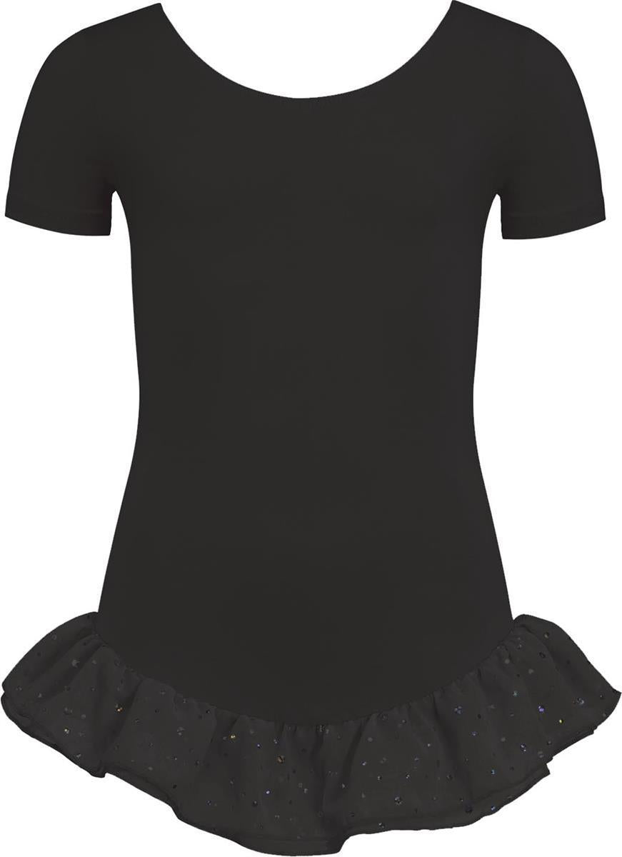 Leotard short sleeves, voile frill sparkle, cotton