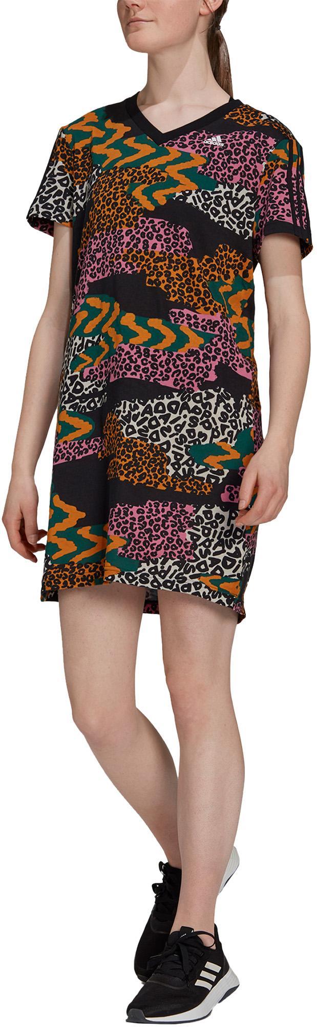 FARM Rio 3-Stripes Print Katoenen V-Hals jurk