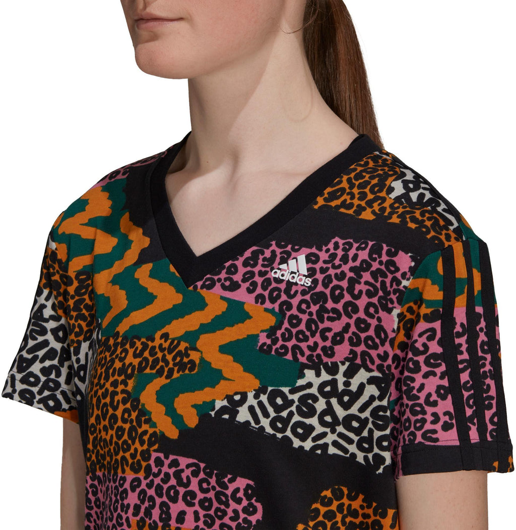FARM Rio 3-Stripes Print Katoenen V-Hals jurk