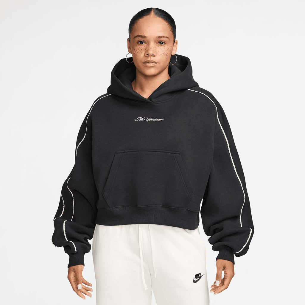 Studio Fleece Oversized Scallop-Trim Hoodie