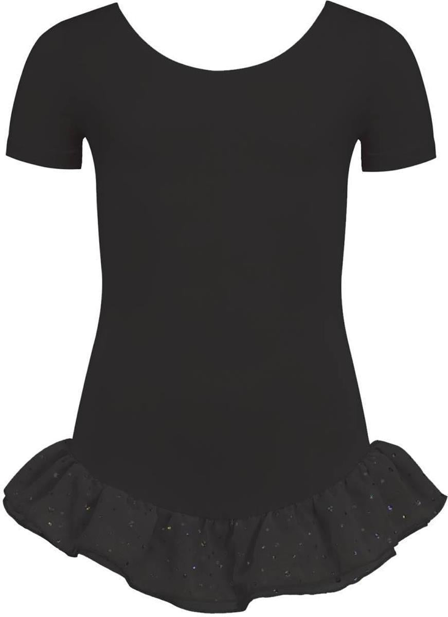 Leotard short sleeves, voile frill sparkle, cotton