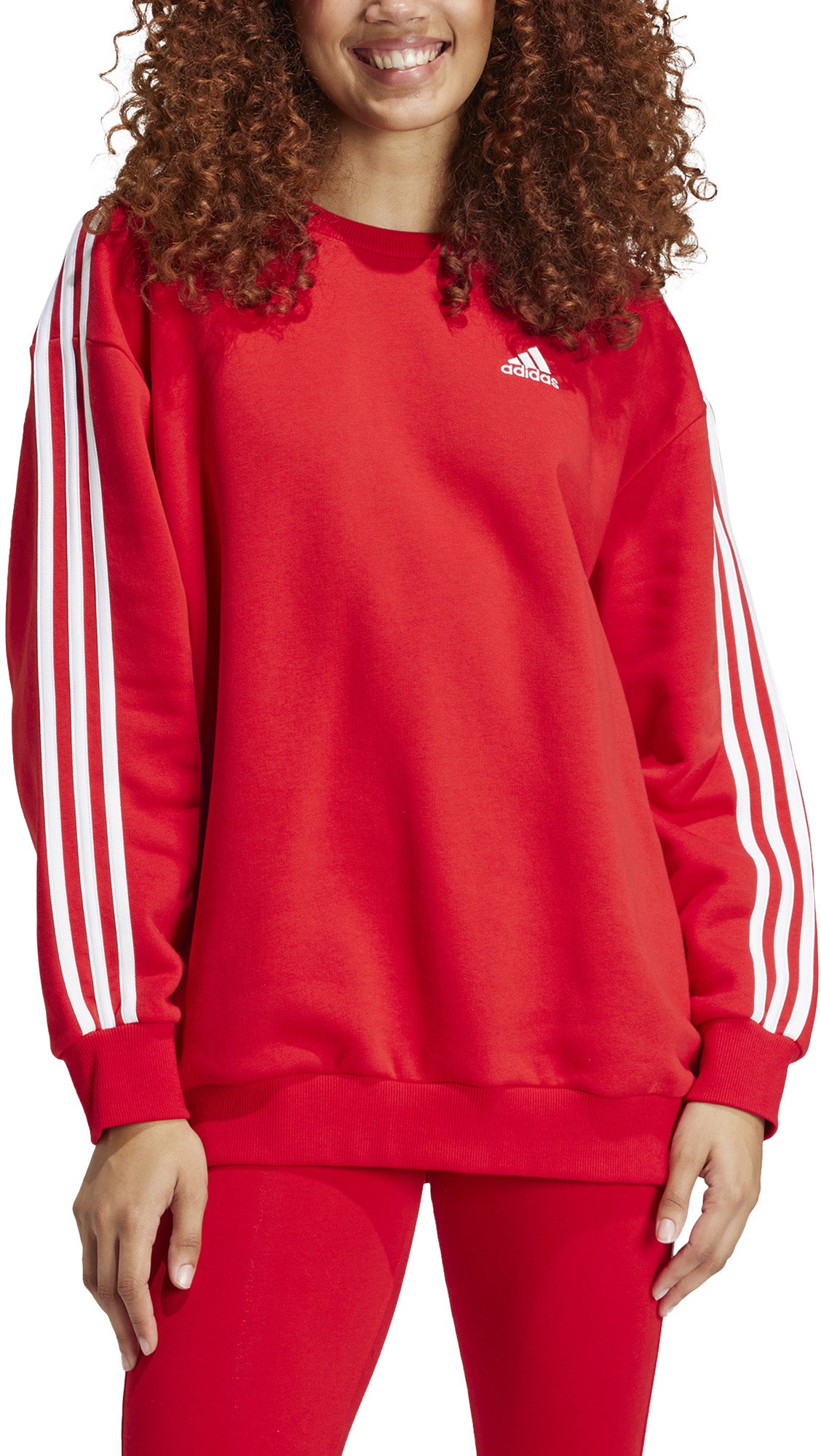 Essentials 3-Stripes Oversized Fleece sweater