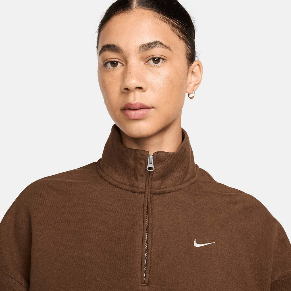Studio Fleece Oversized 1/4-Zip Cropped Top