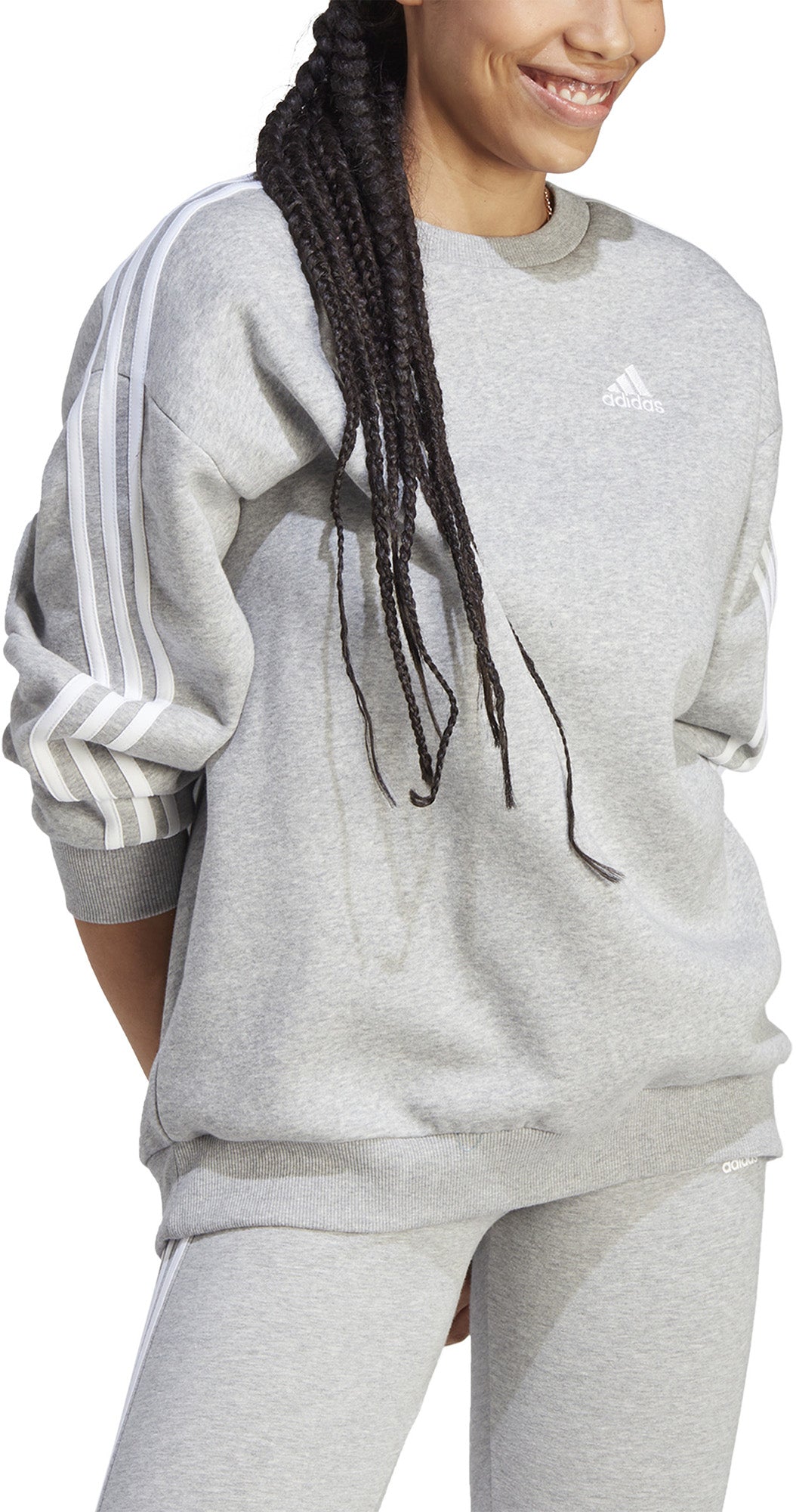 Essentials 3-Stripes Oversized Fleece sweater