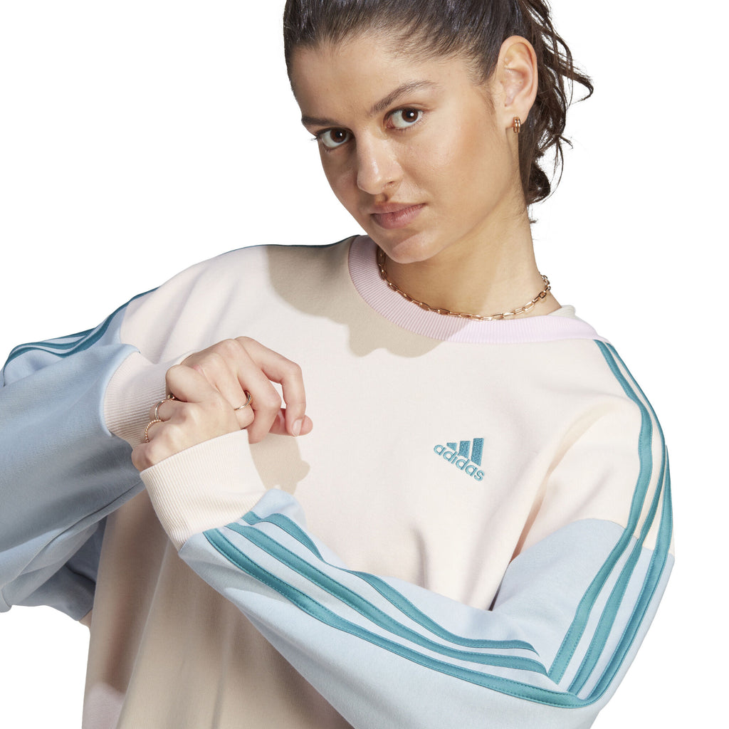 Essentials 3-Stripes Oversized Fleece sweater