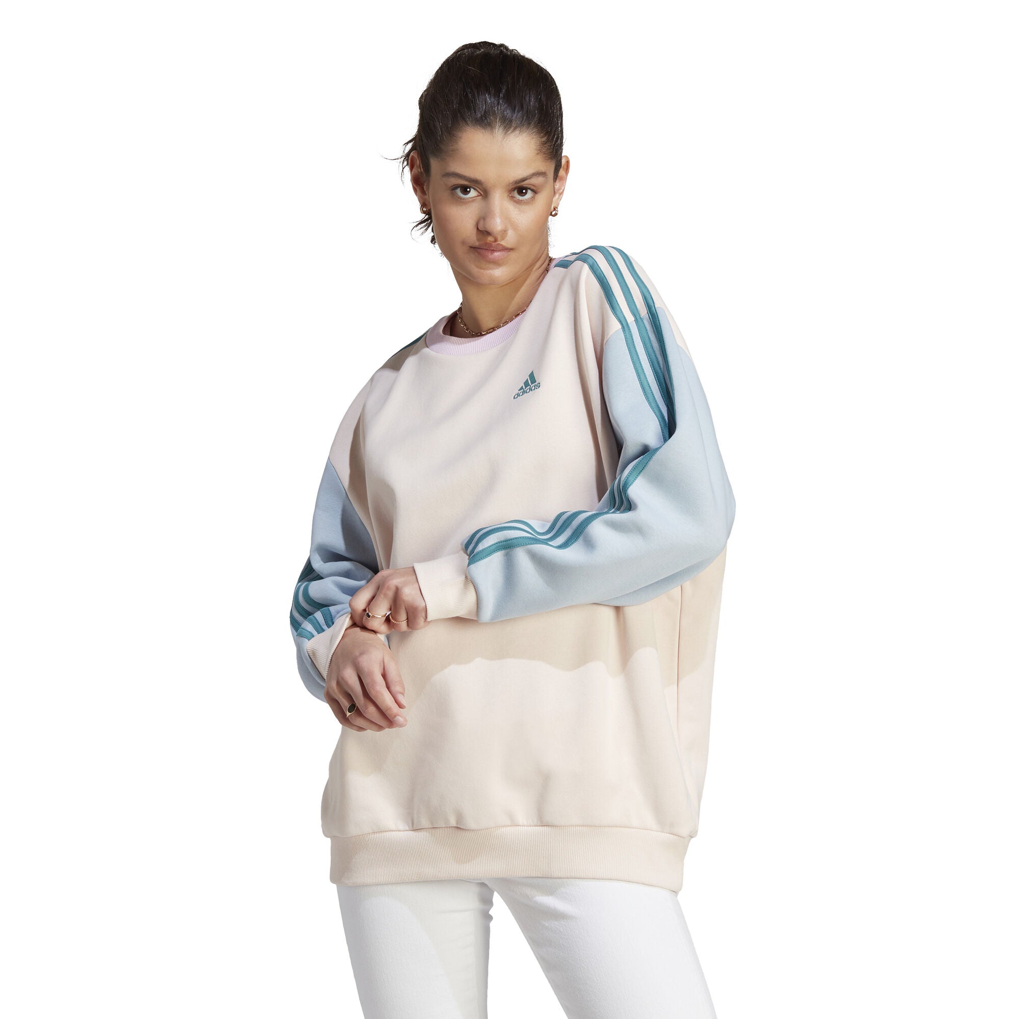 Essentials 3-Stripes Oversized Fleece sweater