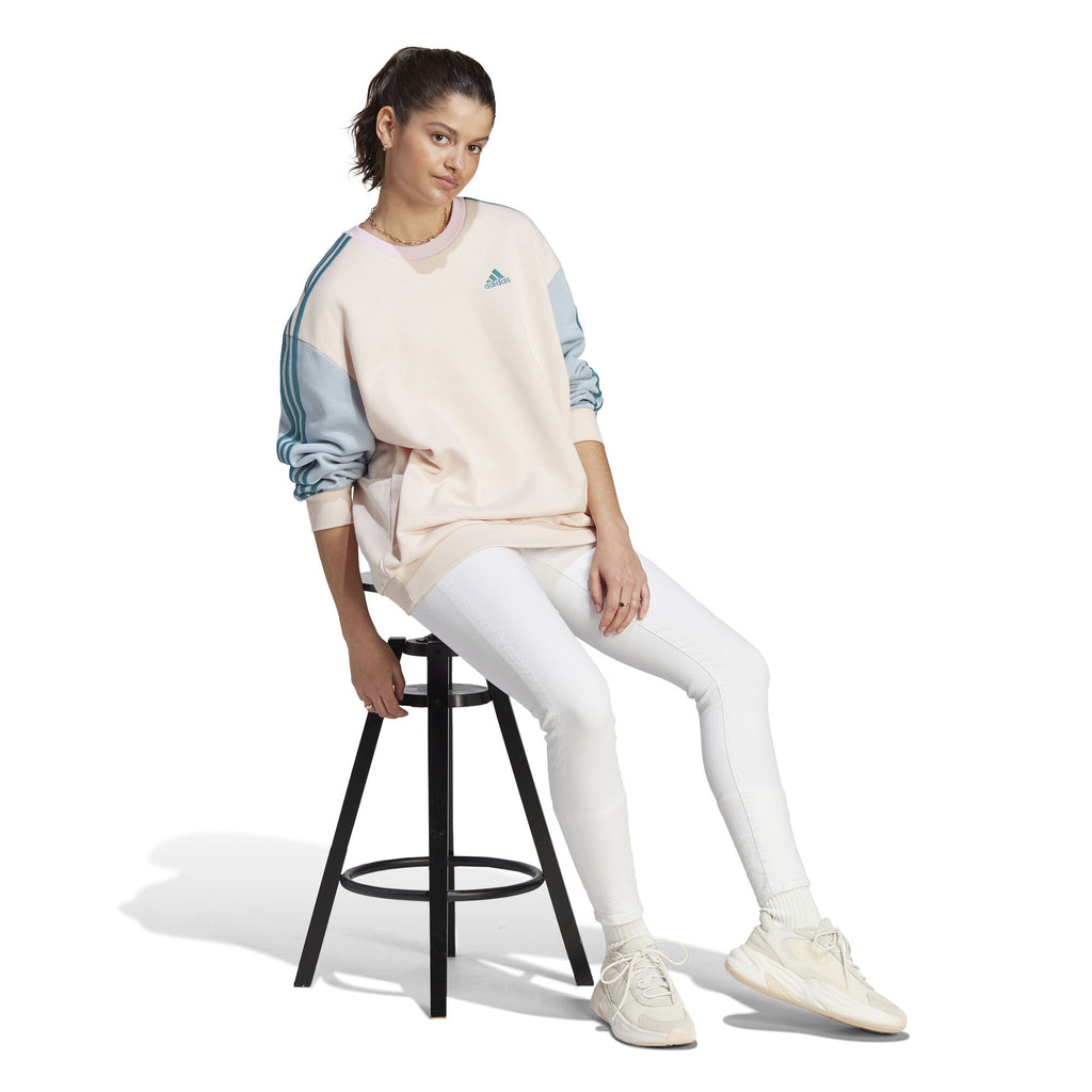 Essentials 3-Stripes Oversized Fleece sweater