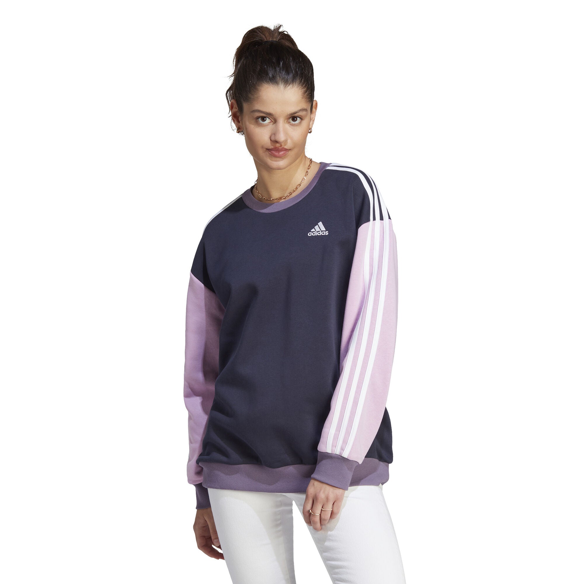 Essentials 3-Stripes Oversized Fleece sweater