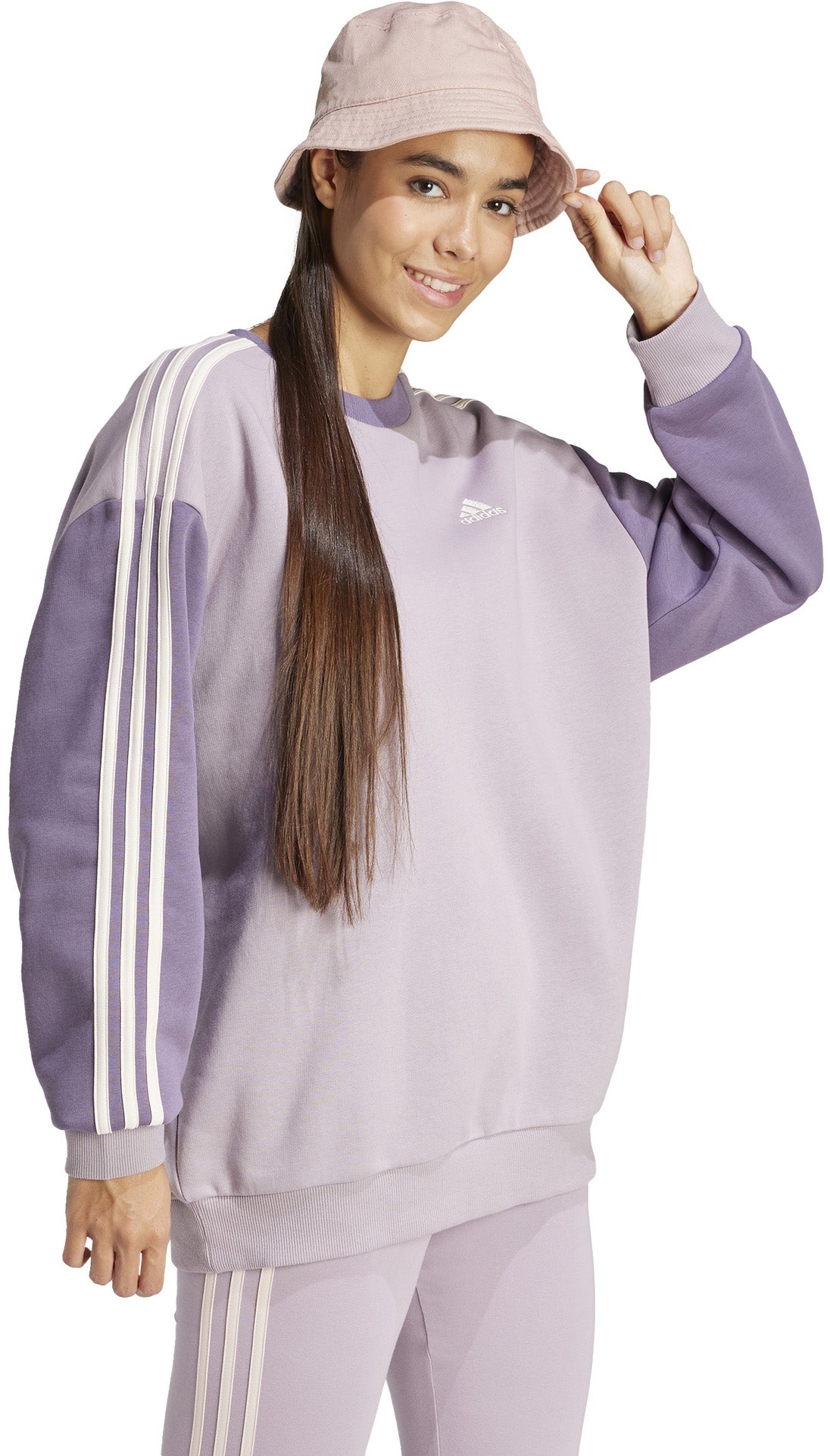 Essentials 3-Stripes Oversized Fleece sweater