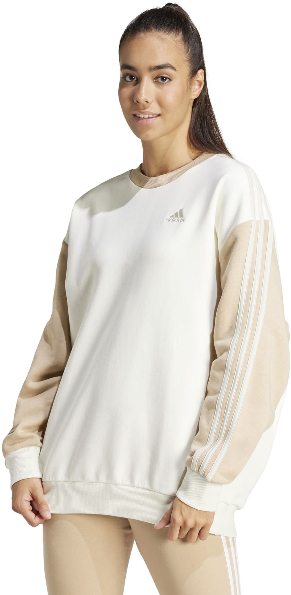 Essentials 3-Stripes Oversized Fleece sweater